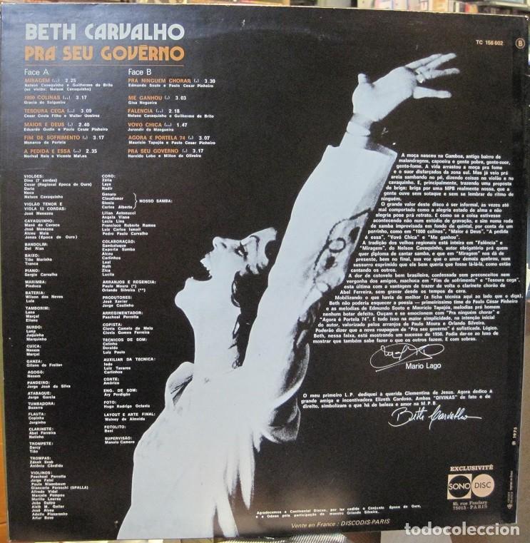 Discos de vinilo: Beth Carvalho &ndash; Pra Seu Governo - Foto 2