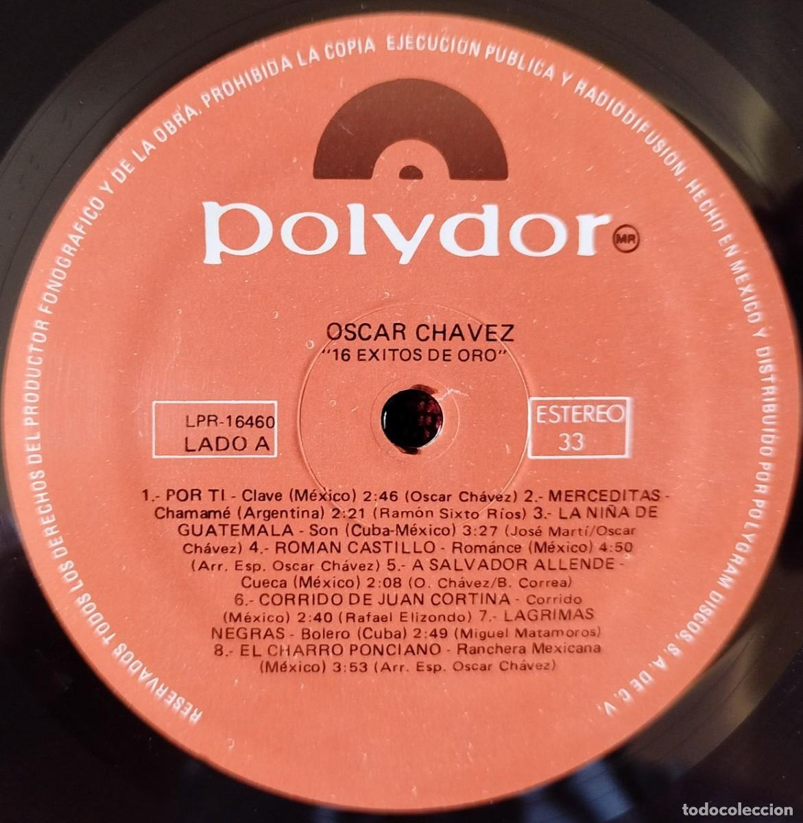 Discos de vinilo: OSCAR CHAVEZ ** 16 &Eacute;xitos De Oro ** VINILO LP MEXICO - Foto 3