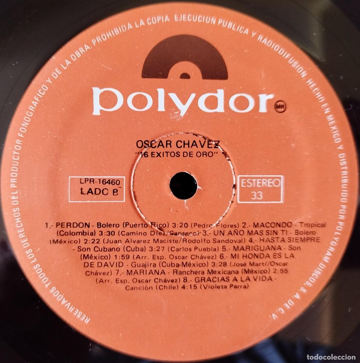Discos de vinilo: OSCAR CHAVEZ ** 16 &Eacute;xitos De Oro ** VINILO LP MEXICO - Foto 4