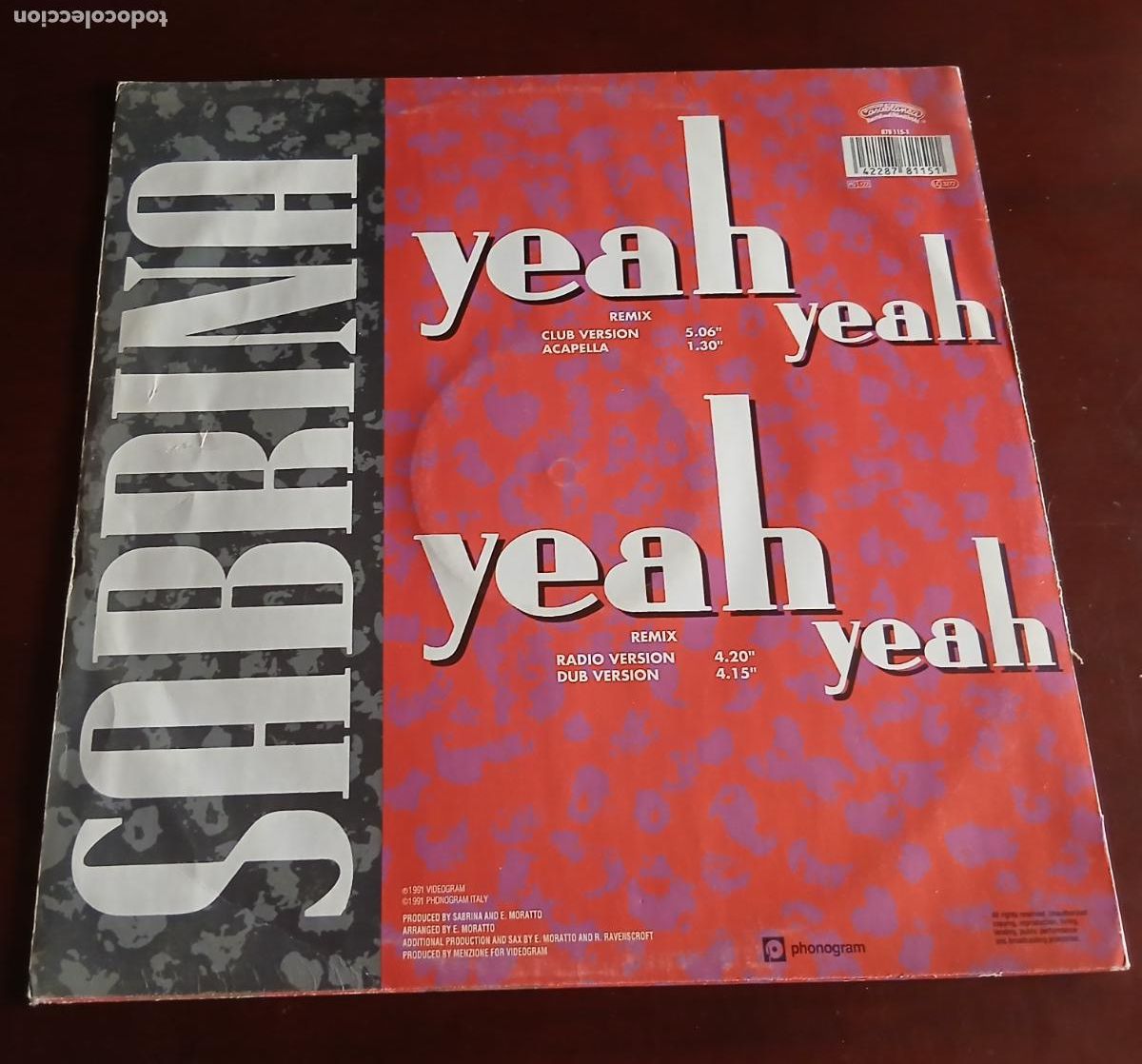 Discos de vinilo: SABRINA - YEAH YEAH - MAXI SINGLE.12 - 1991 - Foto 2