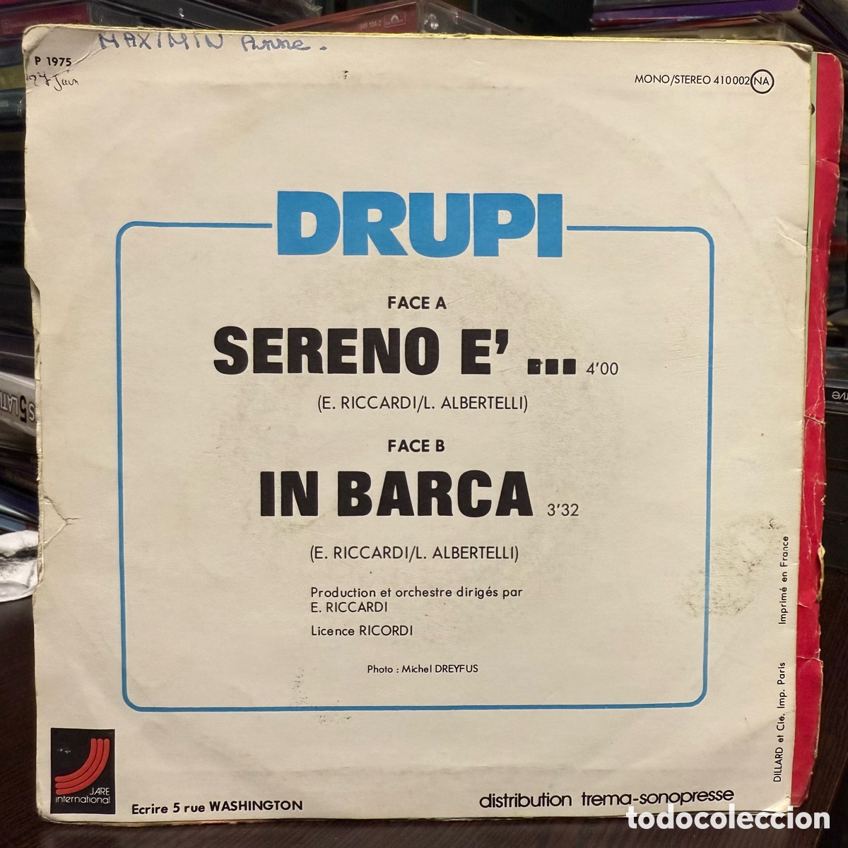 Discos de vinilo: Drupi - Sereno &Egrave; ... (7&rdquo;, Single) - Foto 2