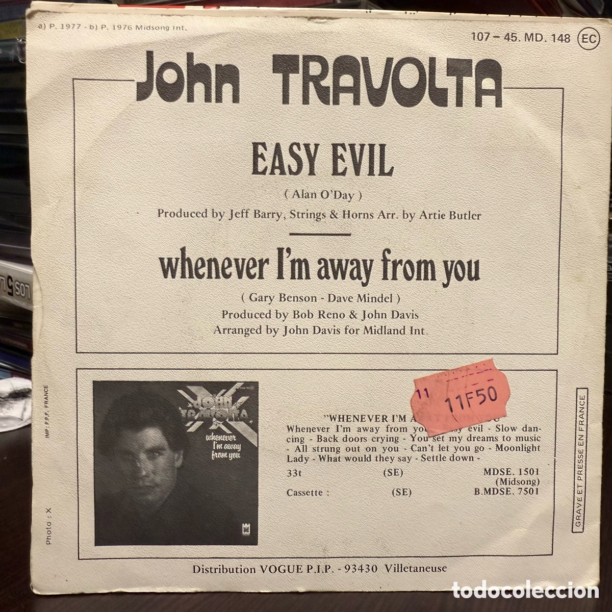 Discos de vinilo: John Travolta - Easy Evil (7&rdquo;, Single) - Foto 2