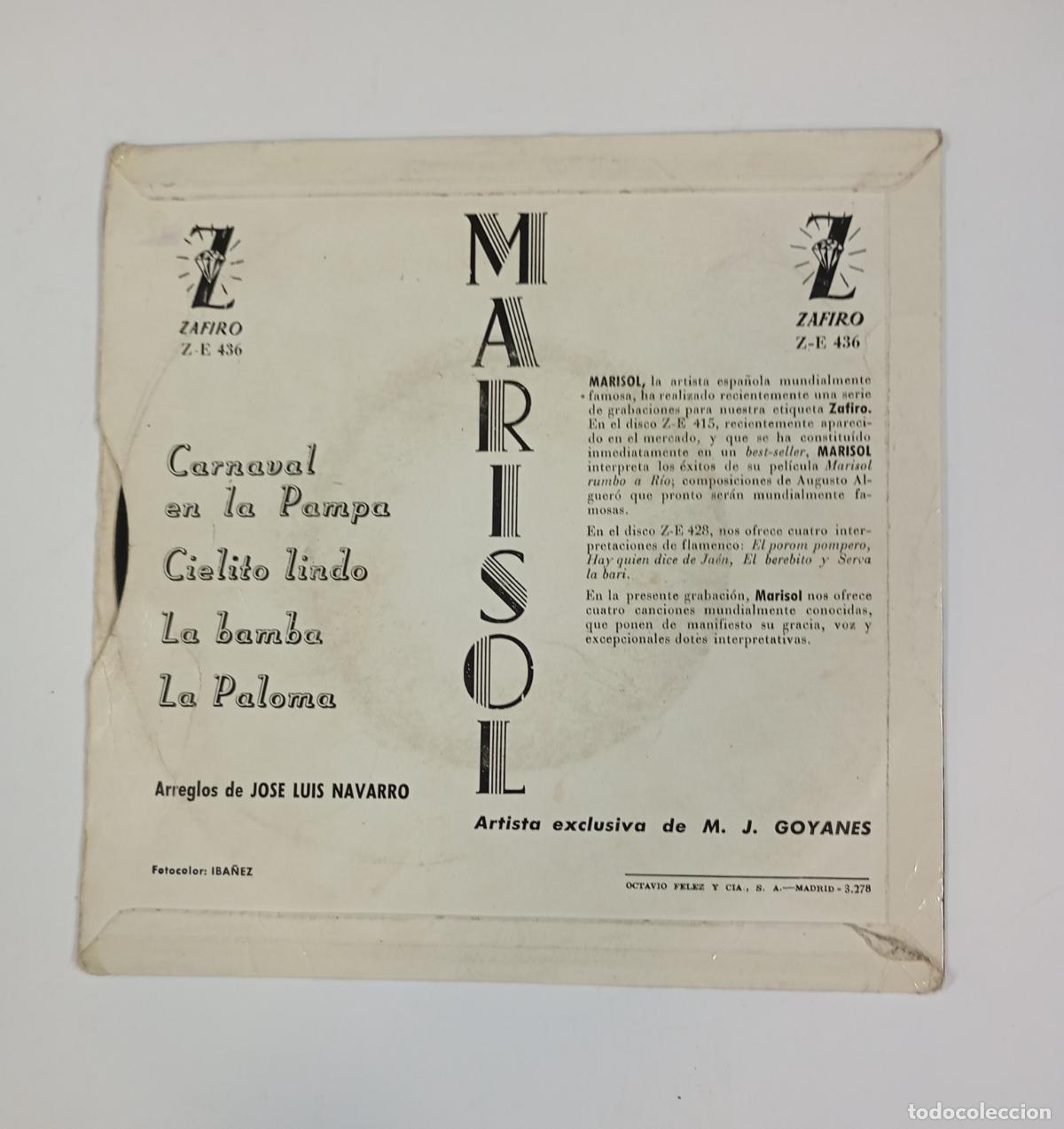 Discos de vinilo: MARISOL. CARNAVAL EN LA PAMPA + 3. EP. TDKDS16B - Foto 2