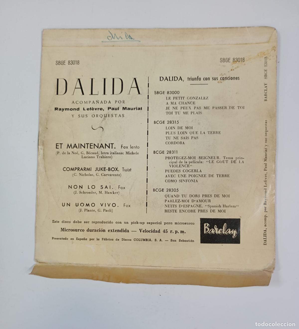 Discos de vinilo: Dalida - Et Maintenant EP. TDKDS16B - Foto 2