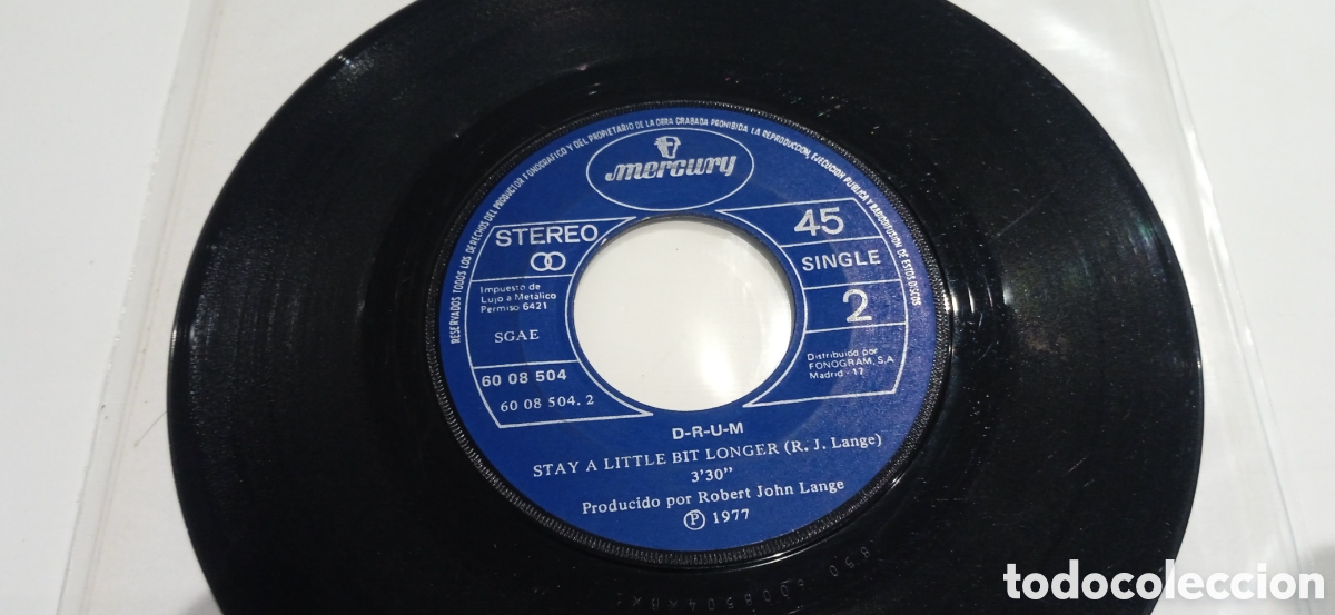 Discos de vinilo: D-R-U-M - Lalabye (1977) single - Foto 3
