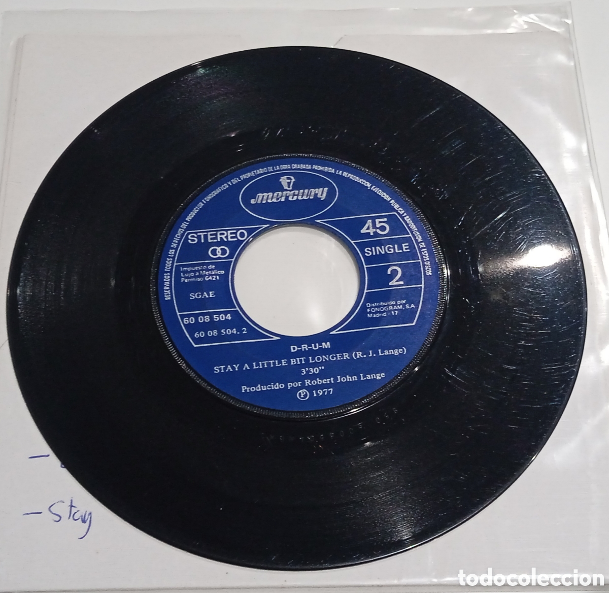 Discos de vinilo: D-R-U-M - Lalabye (1977) single - Foto 4