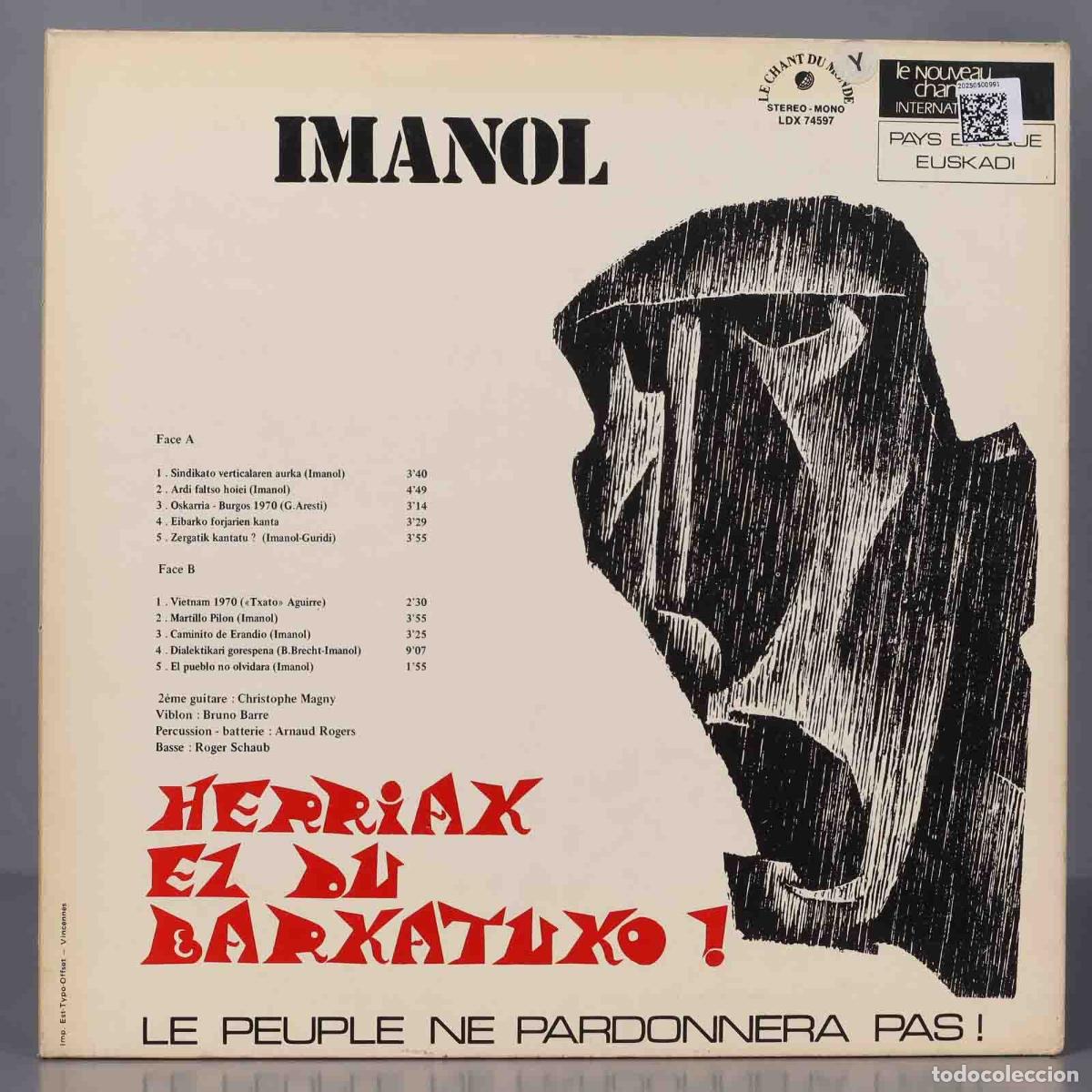 Discos de vinilo: LP. Imanol (2) &ndash; Herriak Ez Du Barkatuko ! - Foto 2