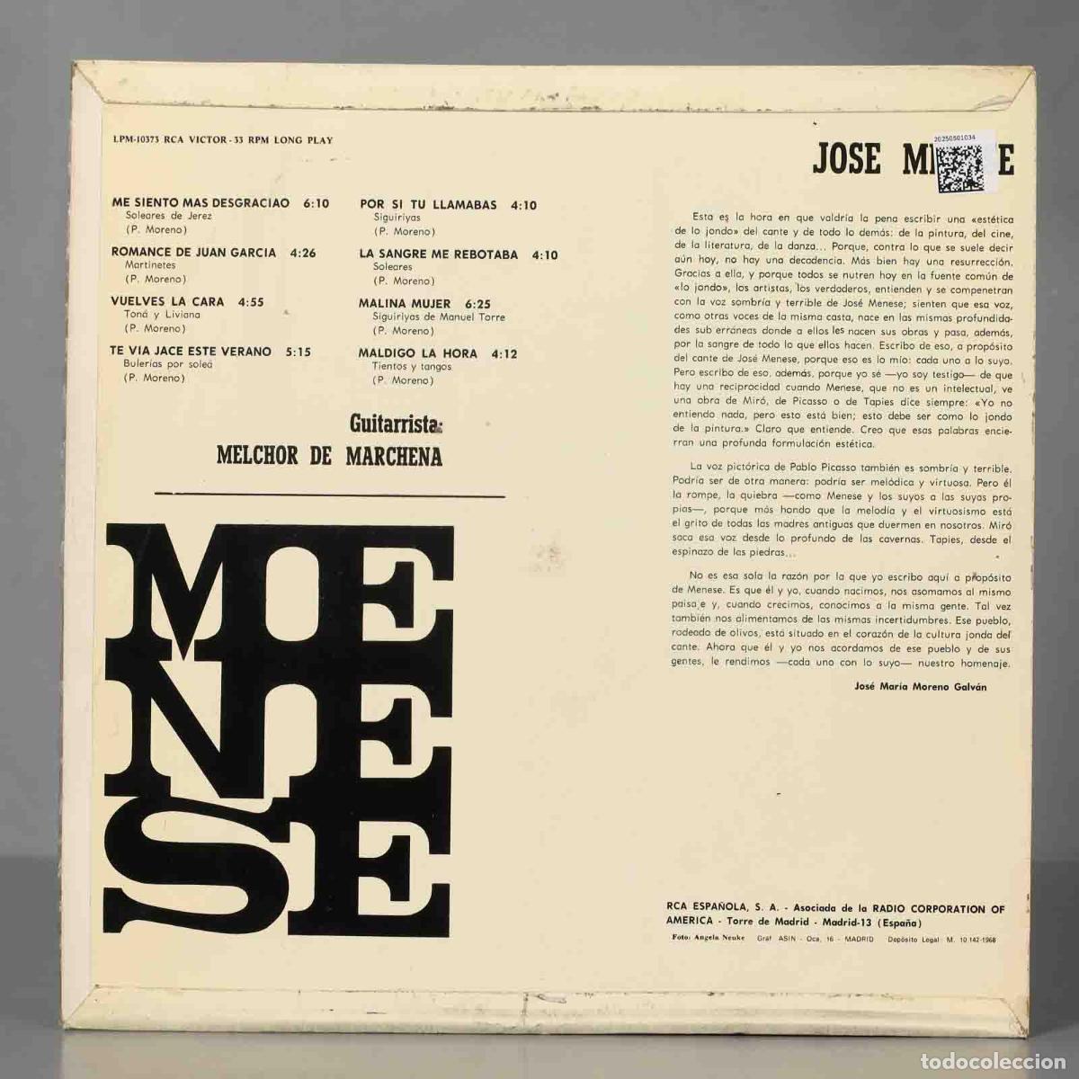 Discos de vinilo: LP. Jose Menese &ndash; Menese - Foto 2