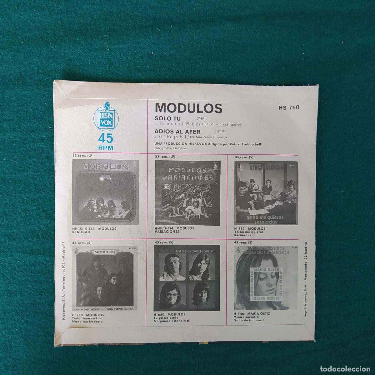 Discos de vinilo: Modulos &ndash; Solo Tu / Adios Al Ayer - Foto 2