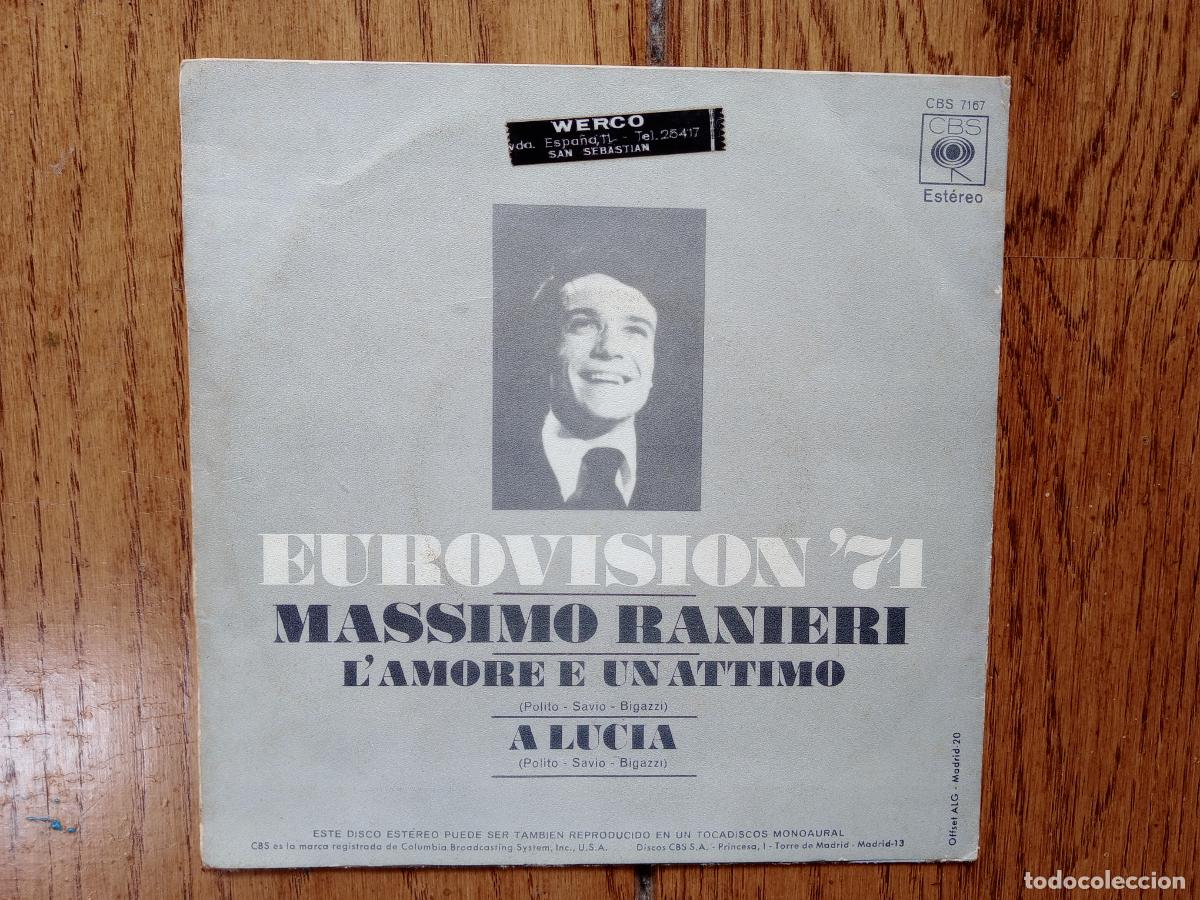 Discos de vinilo: Massimo Ranieri - Eurovision71 - lamore e un attimo + A Luc&iacute;a - Foto 2