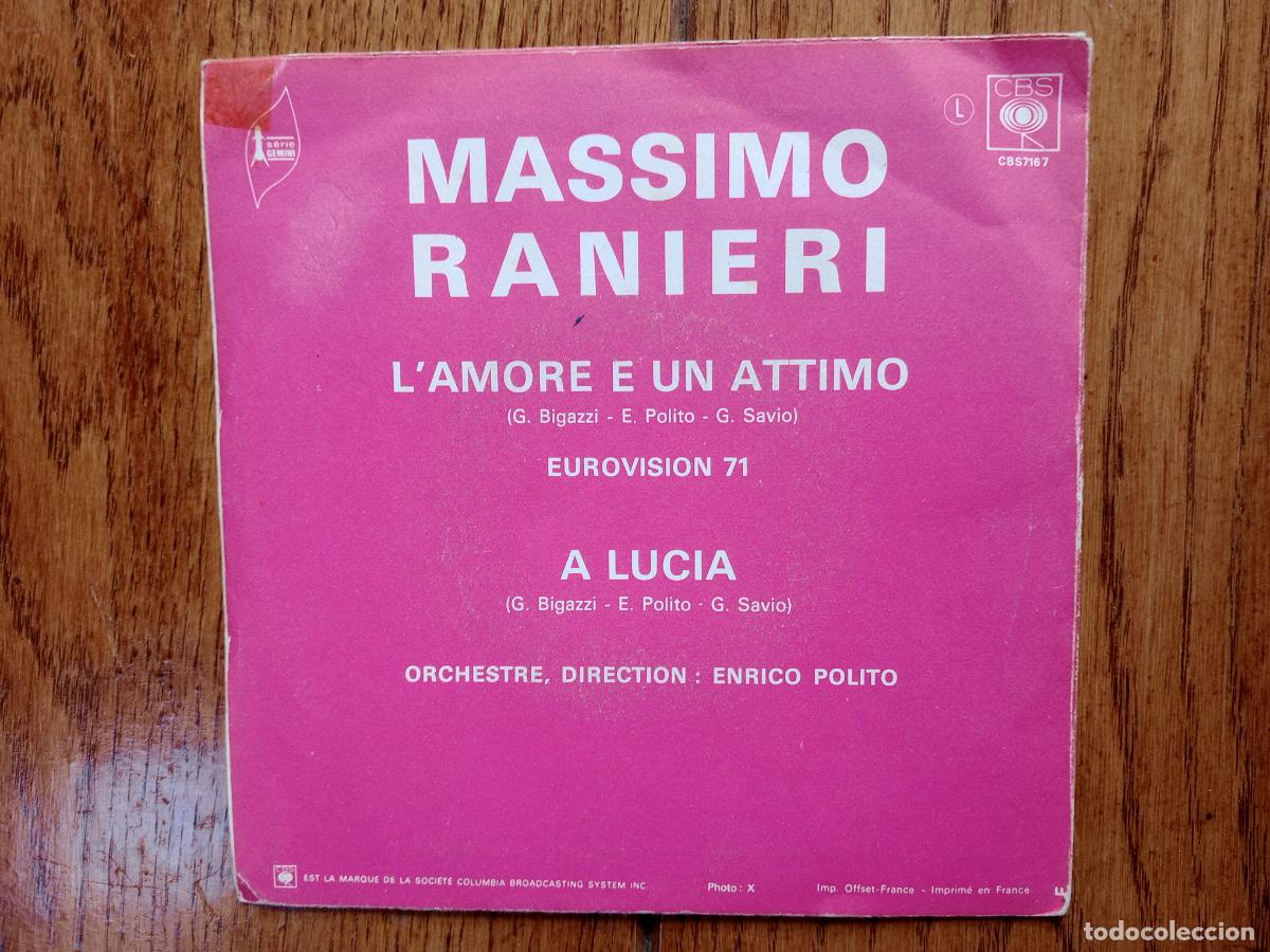 Discos de vinilo: Massimo Ranieri - Eurovision71 - lamore e un attimo + A Luc&iacute;a - Foto 2