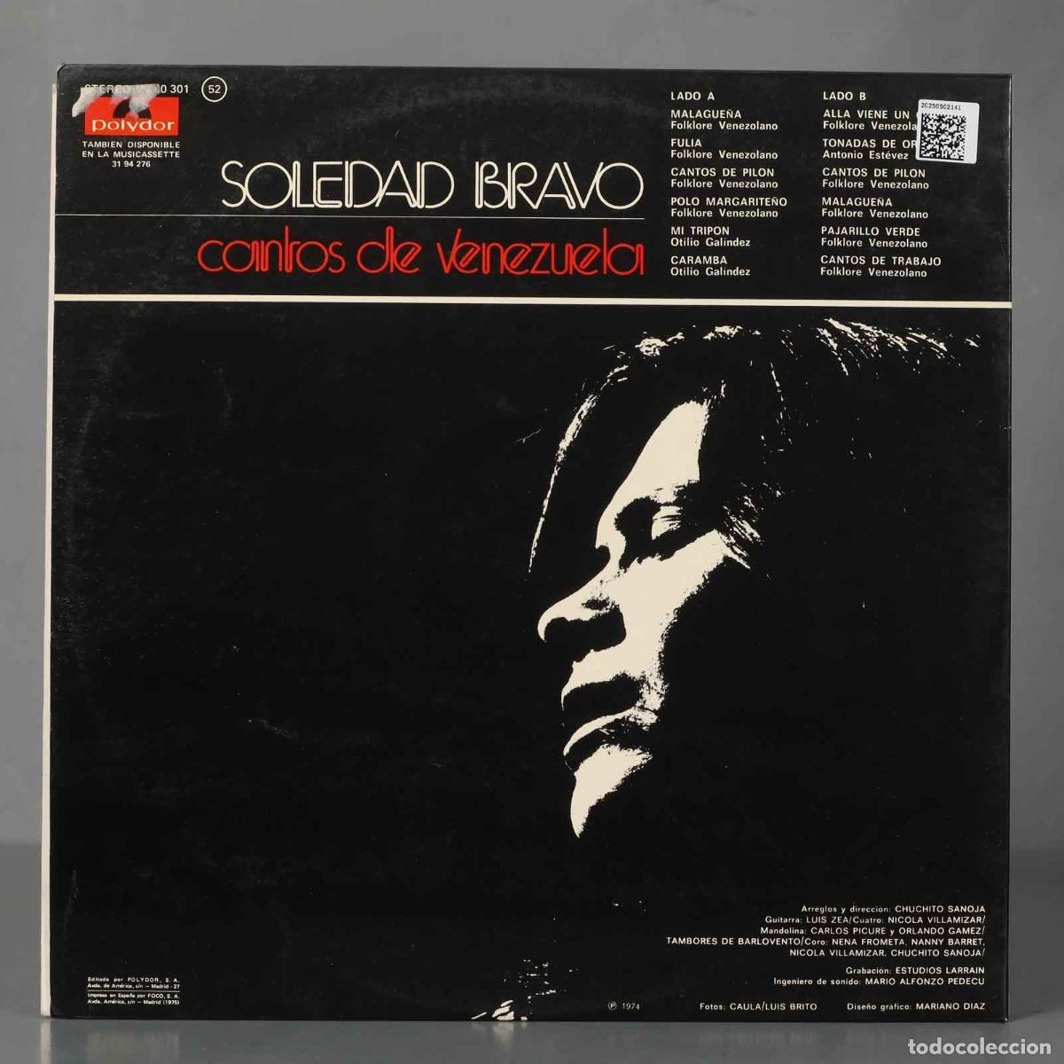 Discos de vinilo: LP. Soledad Bravo &lrm;&ndash; Cantos De Venezuela - Foto 2