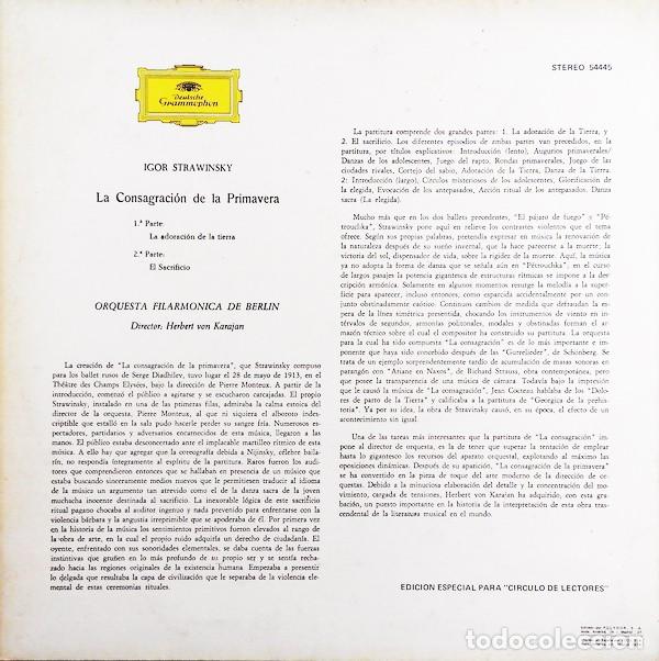 Discos de vinilo: Vinilo. La consagraci&oacute;n de la primavera. Stravinsky - Foto 3
