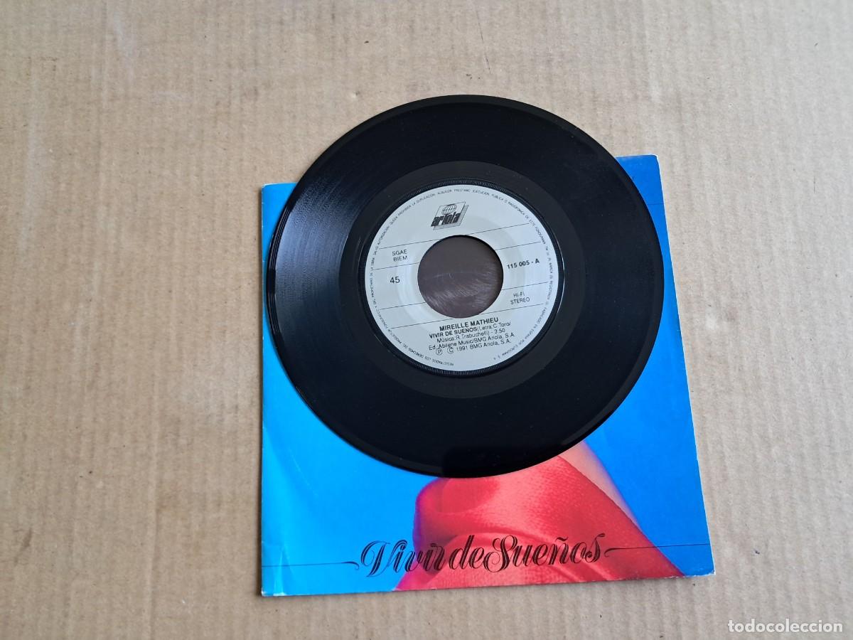 Discos de vinilo: MIREILLE MATHIEU - VIVIR DE SUE&Ntilde;OS SINGLE 1991 EDICION ESPA&Ntilde;OLA - Foto 2