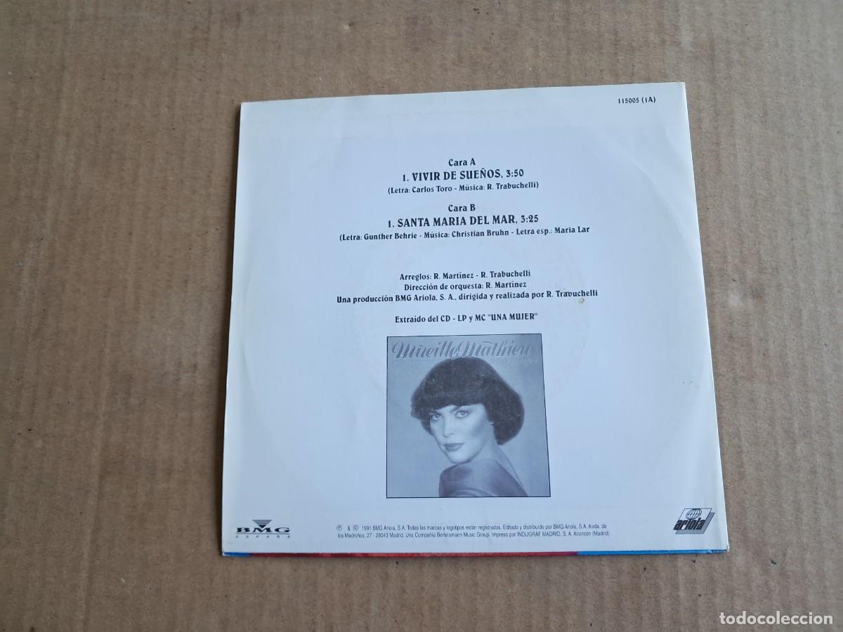 Discos de vinilo: MIREILLE MATHIEU - VIVIR DE SUE&Ntilde;OS SINGLE 1991 EDICION ESPA&Ntilde;OLA - Foto 3