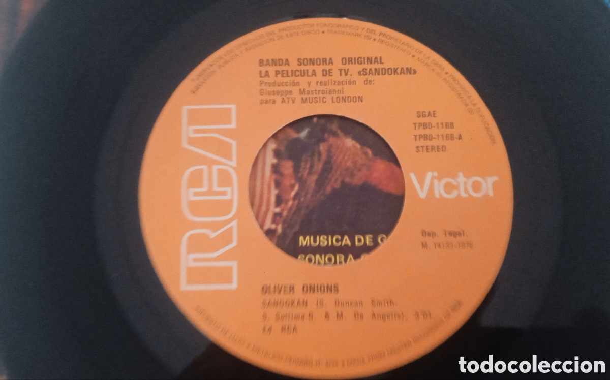 Discos de vinilo: OLIVER ONIONS - Sandokan (1976) single BSO - Foto 3