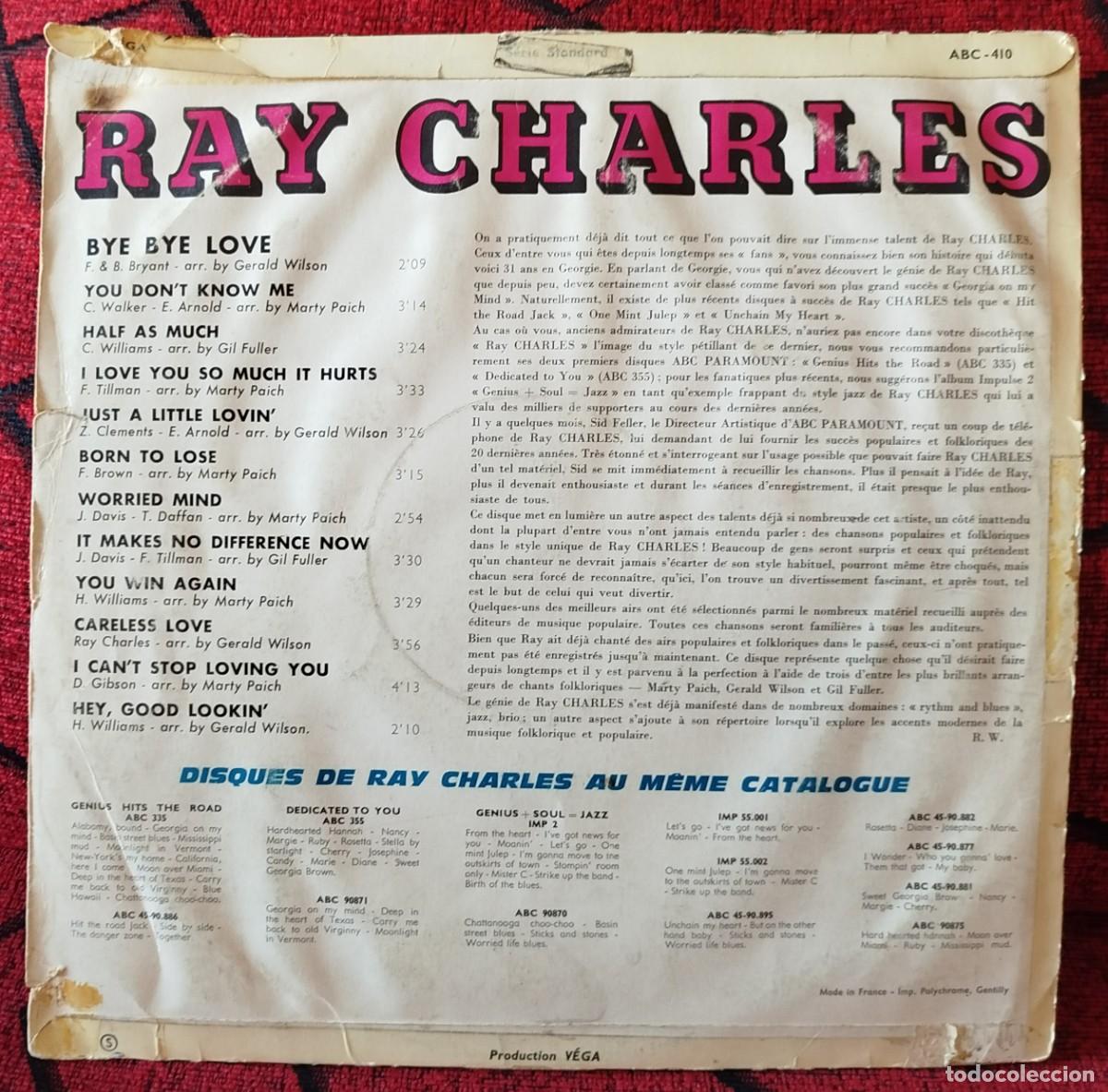 Discos de vinilo: RAY CHARLES ** Bye Bye Love ** VINILO LP FRANCIA - Foto 2