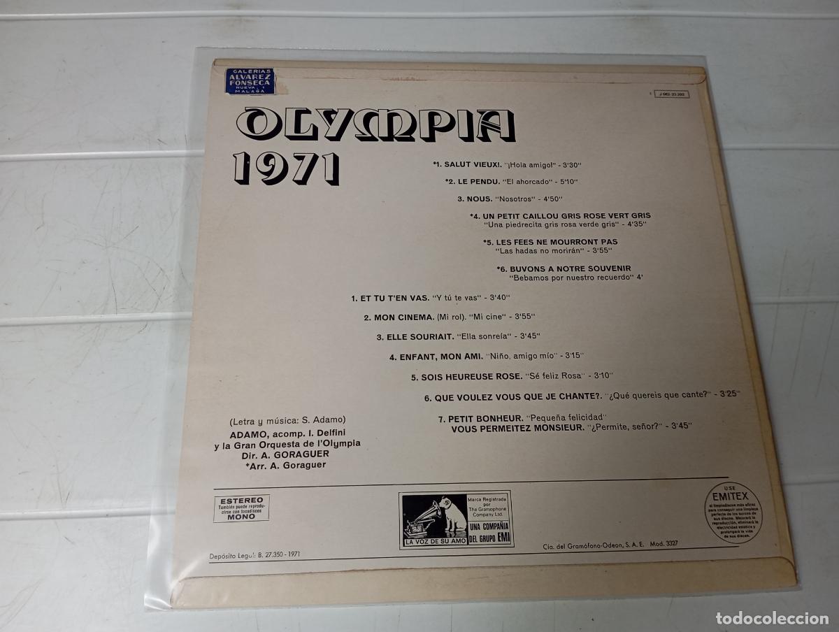 Discos de vinilo: LP ADAMO - OLYMPIA 71 - Foto 2