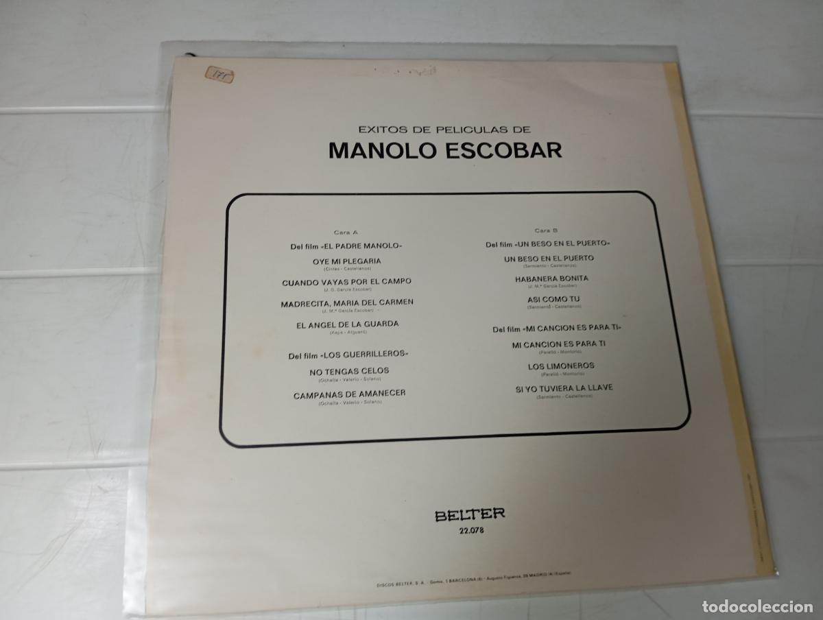 Discos de vinilo: LP MANOLO ESCOBAR - &Eacute;XITOS DE PEL&Iacute;CULAS - Foto 2