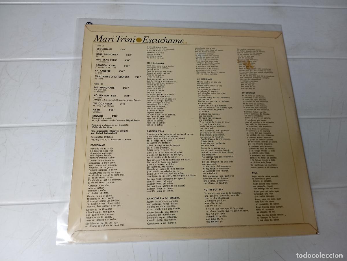 Discos de vinilo: LP MARI TRINI - ESCUCHAME... - Foto 2