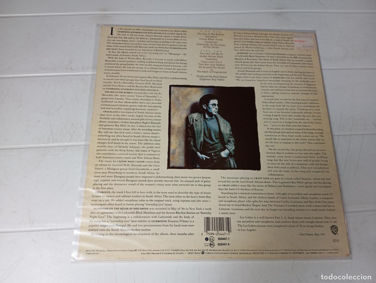 Discos de vinilo: LP PAUL SIMON - GRACELAND - Foto 2