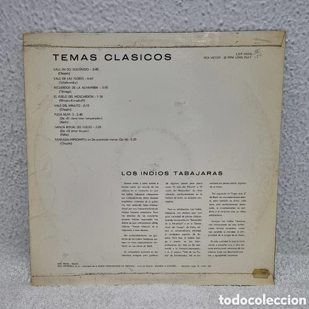 Discos de vinilo: Los indios Tabajaras. Temas cl&aacute;sicos - Foto 3