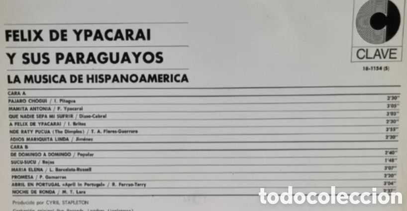 Discos de vinilo: F&eacute;lix de Ypacara&iacute; y sus paraguayos - Foto 4