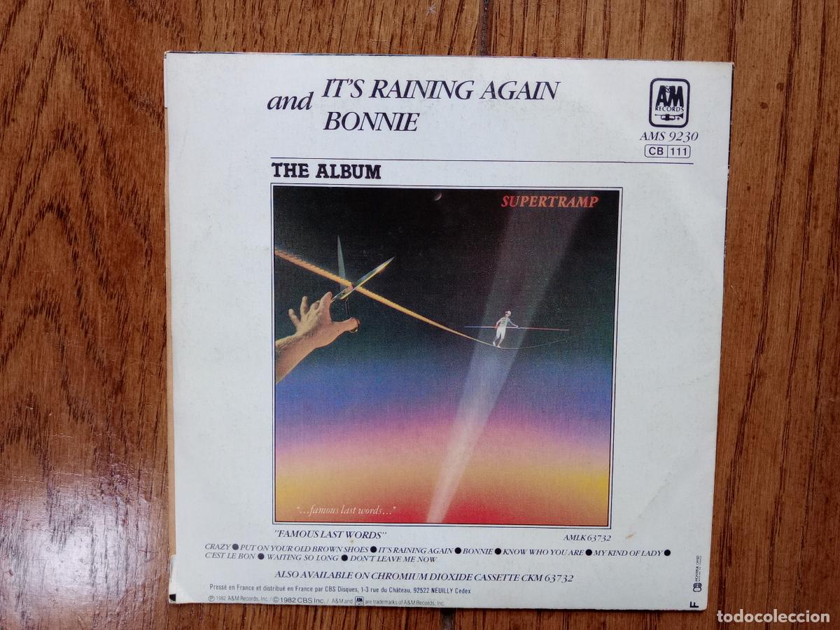 Discos de vinilo: Supertramp - its raining again + Bonnie - Foto 2