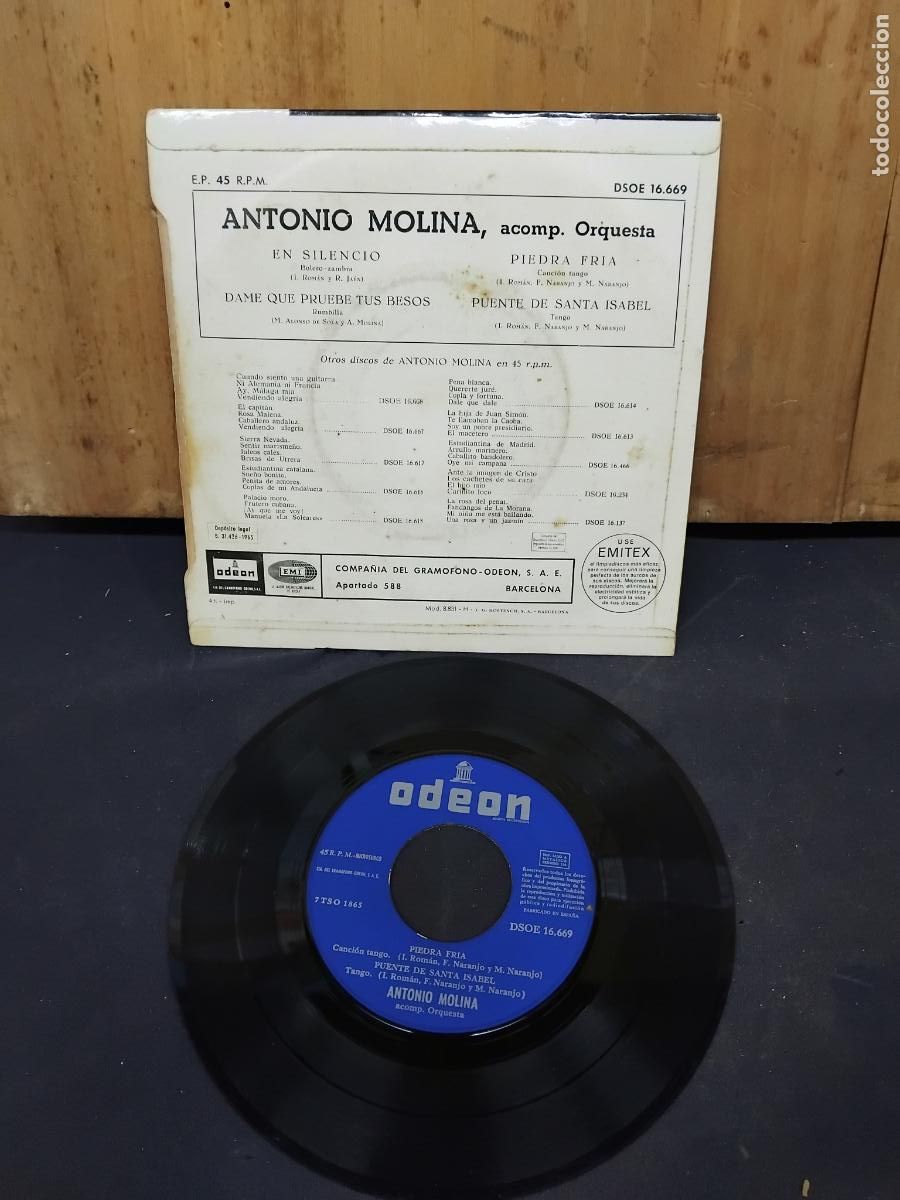 Discos de vinilo: ANTONIO MOLINA - EN SILENCIO + 3. EP EMI ODEON 1965. - Foto 2