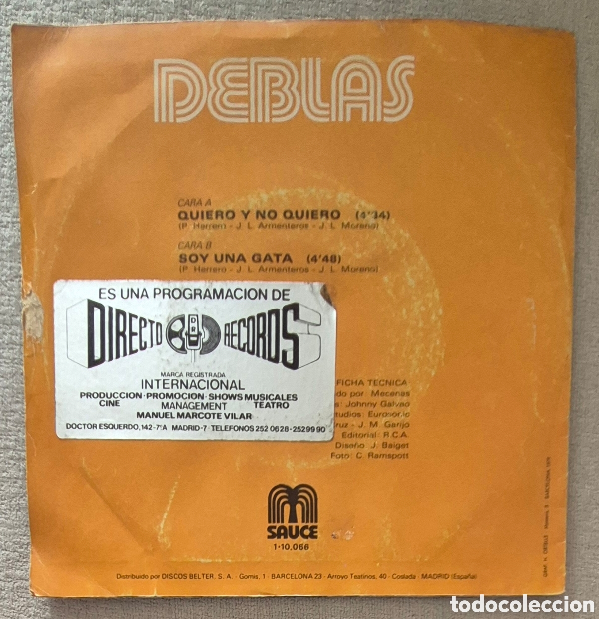 Discos de vinilo: SINGLE - DEBLAS - QUIERO Y NO QUIERO - Foto 2