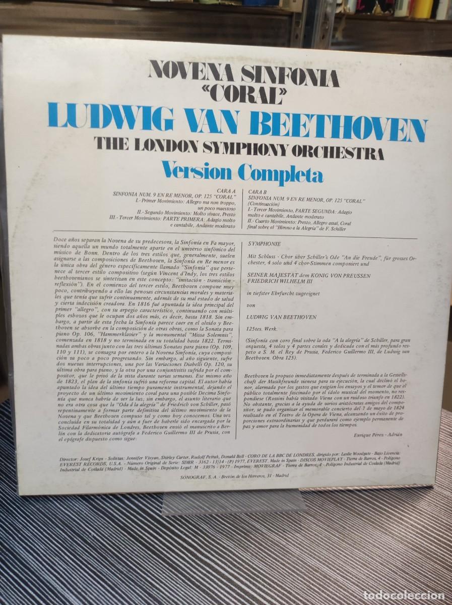 Discos de vinilo: BEETHOVEN THE LONDON SYMPHONY ORCHESTRA VERSION COMPLETA - Foto 2