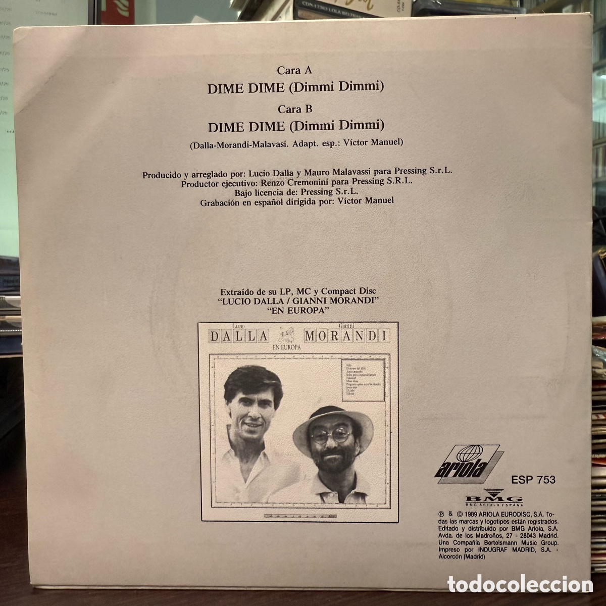 Discos de vinilo: Lucio Dalla - Gianni Morandi - Dime Dime (7&rdquo;) - Foto 2