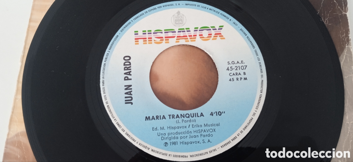Discos de vinilo: JUAN PARDO - Sin t&iacute; (1981) single - Foto 3