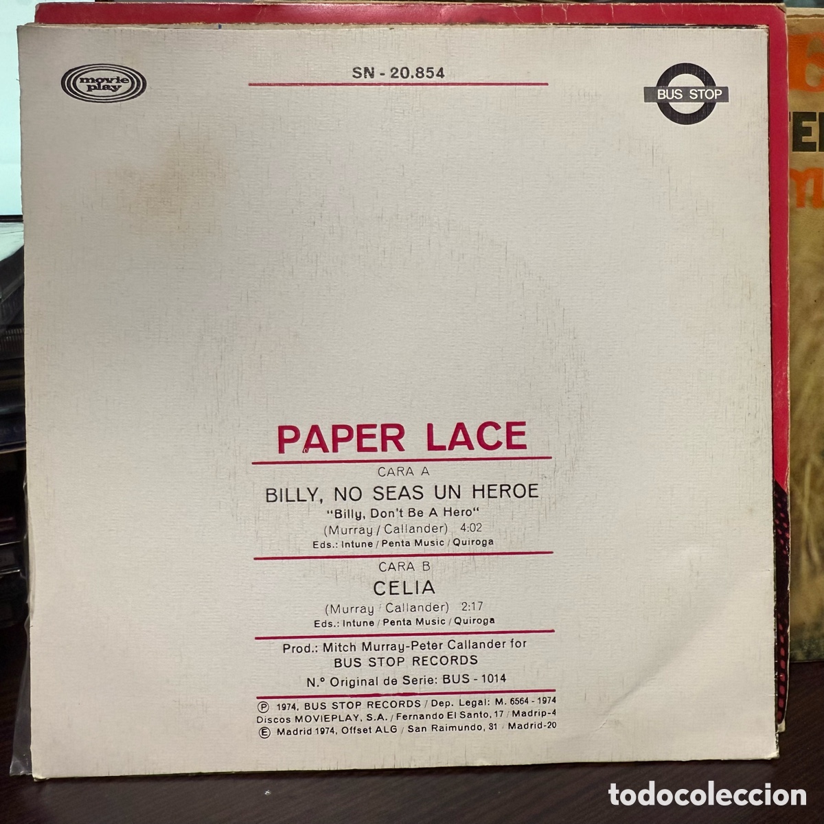 Discos de vinilo: Paper Lace - Billy, No Seas Un Heroe (7&rdquo;) - Foto 2