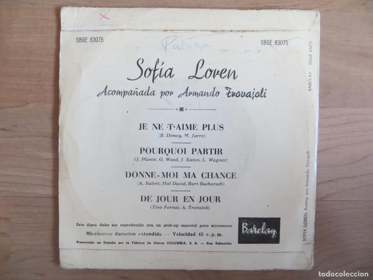 Discos de vinilo: SOFIA LOREN - EP Spain PS - JE NE T AIME PLUS - Foto 2