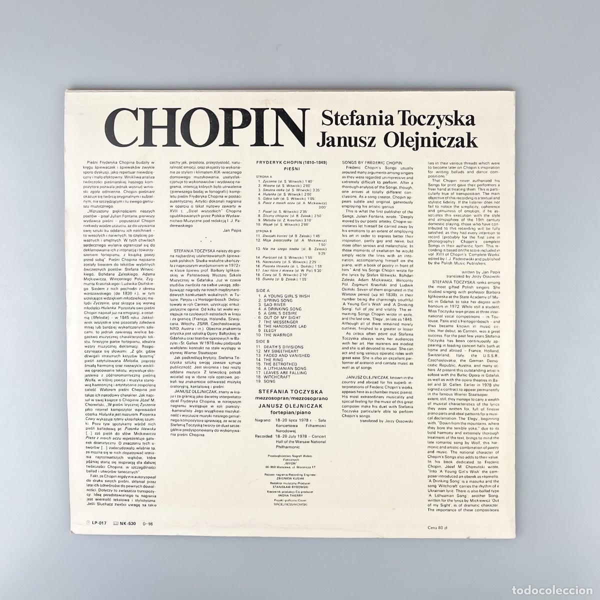 Discos de vinilo: LP. Fr&eacute;d&eacute;ric Chopin. Pieśni (VG+/VG+) - Foto 2