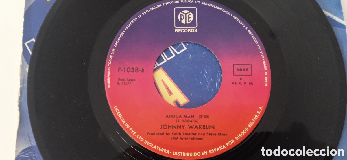 Discos de vinilo: JOHNNY WAKELIN - Africa man (1977) single - Foto 4