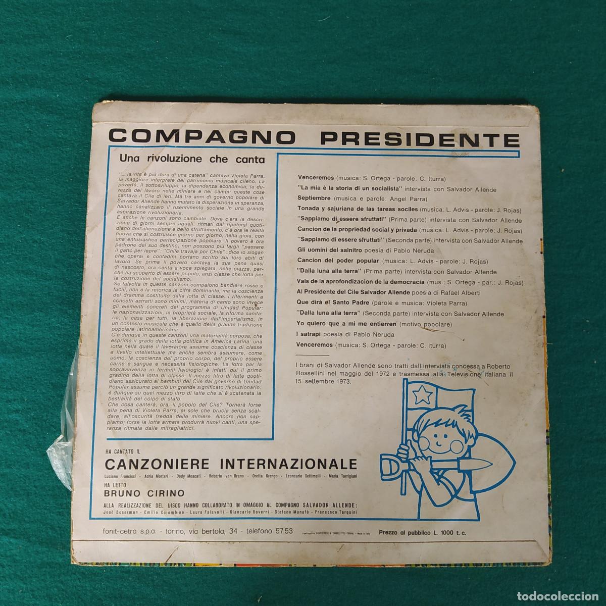 Discos de vinilo: Canzoniere Internazionale &lrm;&ndash; Compagno Presidente - Foto 2