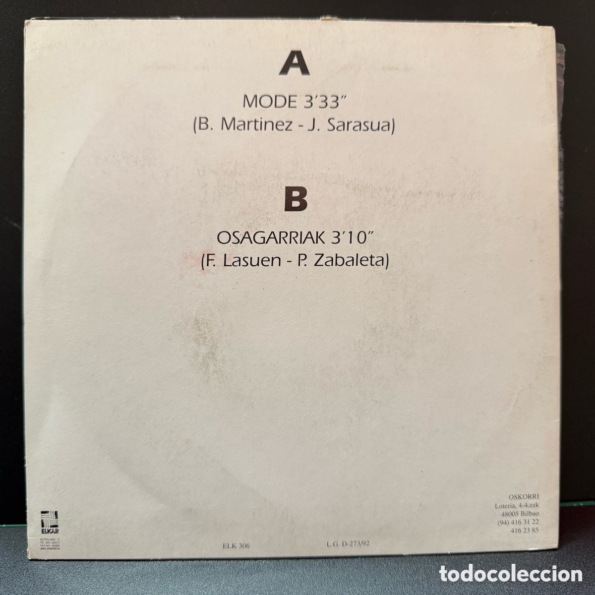 Discos de vinilo: Oskorri - Mode / Osagarriak (7&rdquo;) - Foto 2