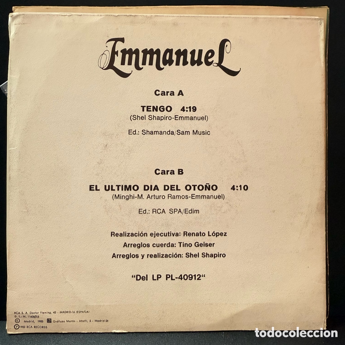 Discos de vinilo: Emmanuel - Tengo (7&rdquo;) - Foto 2