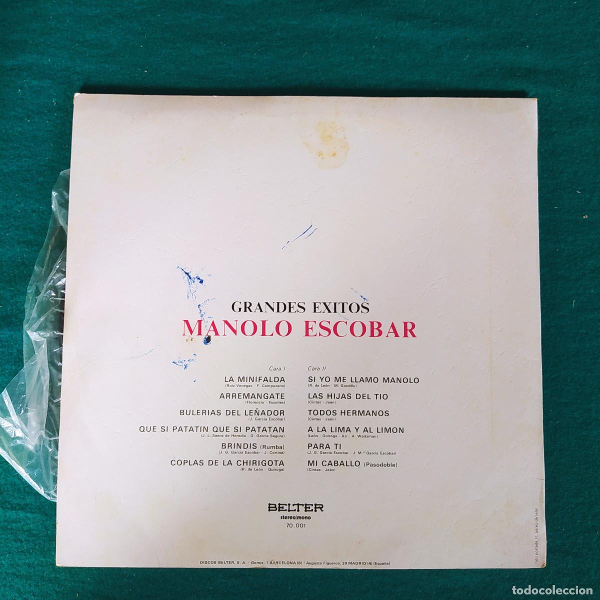 Discos de vinilo: Manolo Escobar &ndash; Grandes &Eacute;xitos - Foto 2