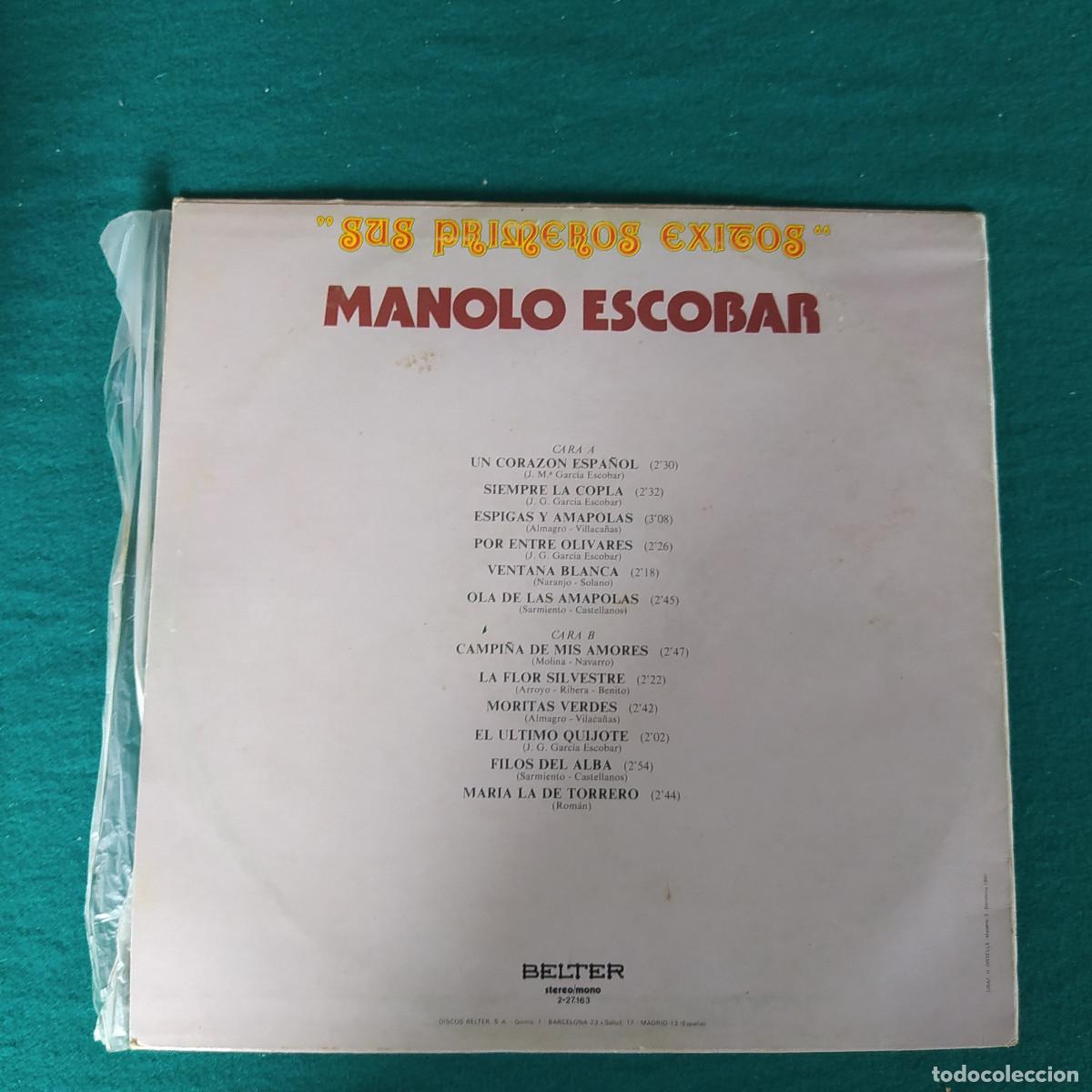 Discos de vinilo: Manolo Escobar &ndash; SUS PRIMEROS EXITOS - Foto 2