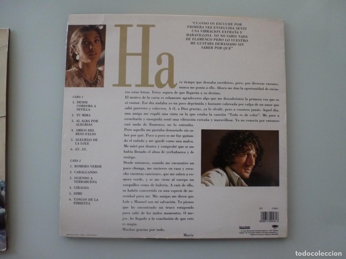Discos de vinilo: LOLE Y MANUEL - QUERIDOS LOLE Y MANUEL (LP EPIC 1992) - Foto 2