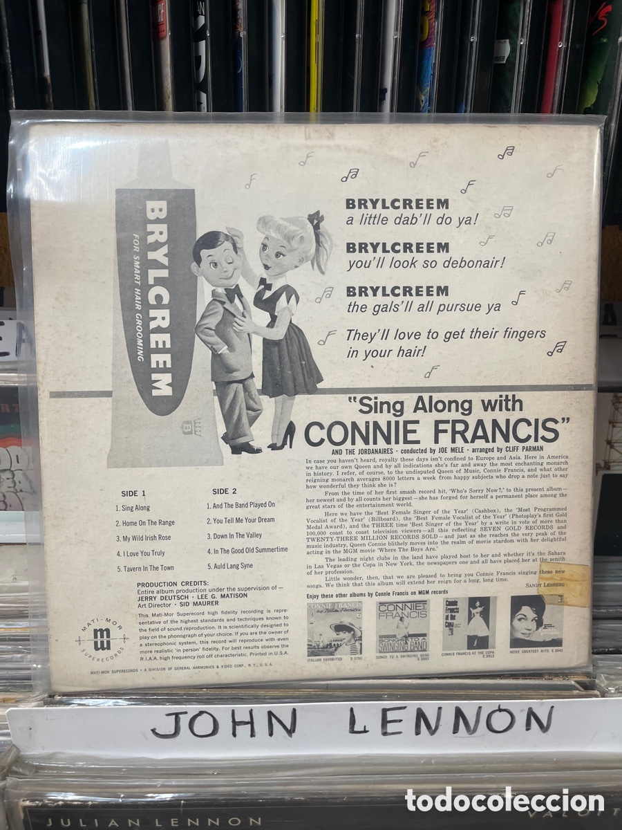 Discos de vinilo: brylcreem sing along with connie francis - Foto 2