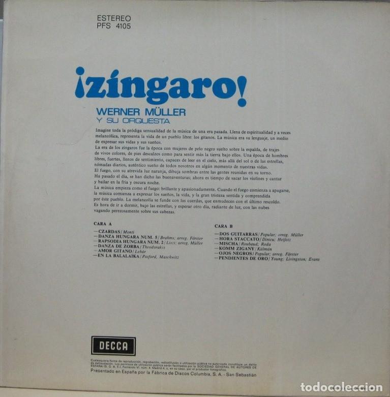 Discos de vinilo: WERNER MULLER Y SU ORQUESTA - ZINGARO - LP - Foto 2