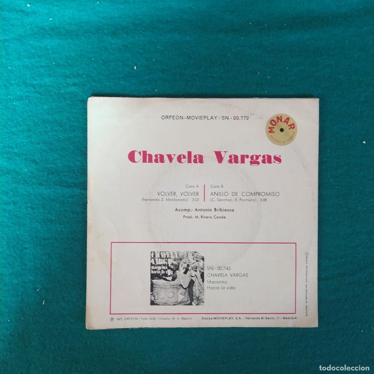 Discos de vinilo: Chavela Vargas &ndash; Volver, Volver / Anillo De Compromiso - Foto 2