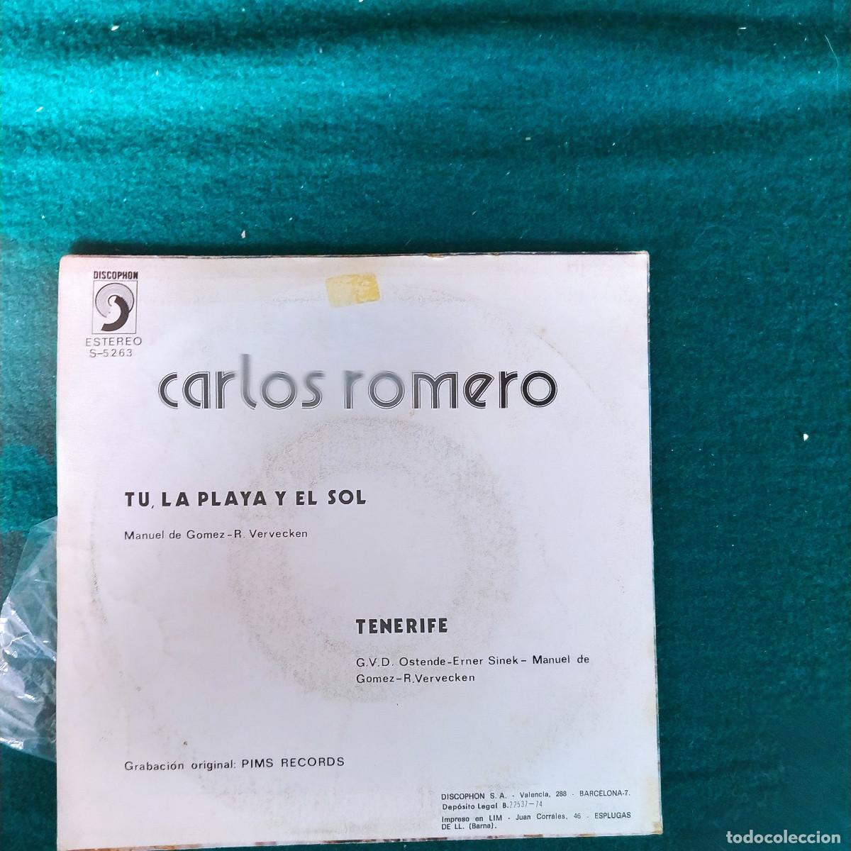 Discos de vinilo: Carlos Romero &ndash; Tu, La Playa Y El Sol - Foto 2