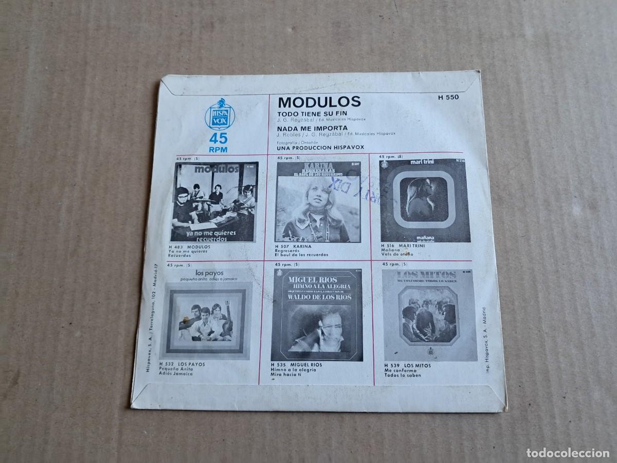Discos de vinilo: MUDULOS - NADA ME IMPORTA SINGLE 1969 - Foto 3
