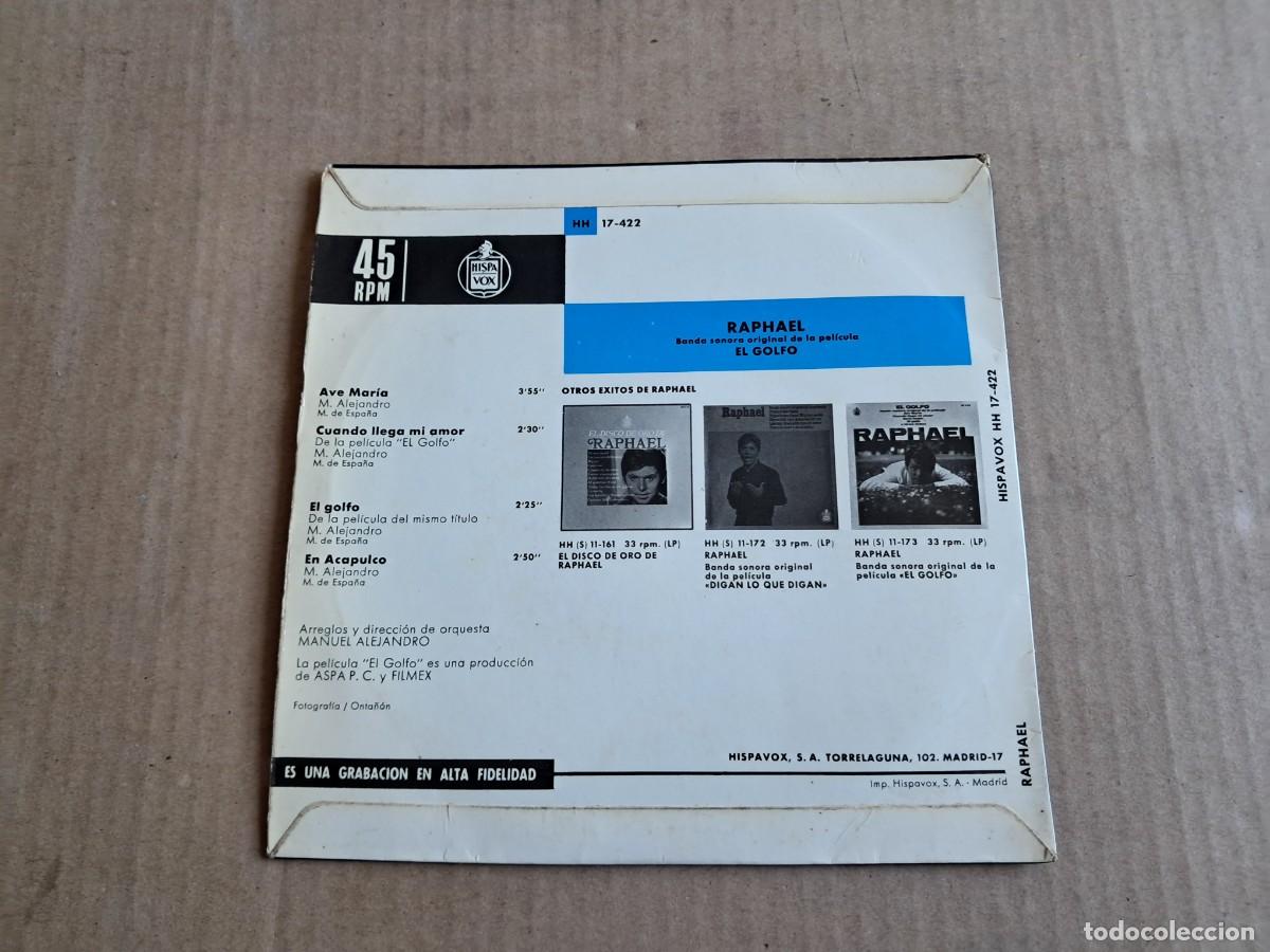 Discos de vinilo: RAPHAEL - EL GOLFO EP 4 TEMAS 1969 - Foto 3