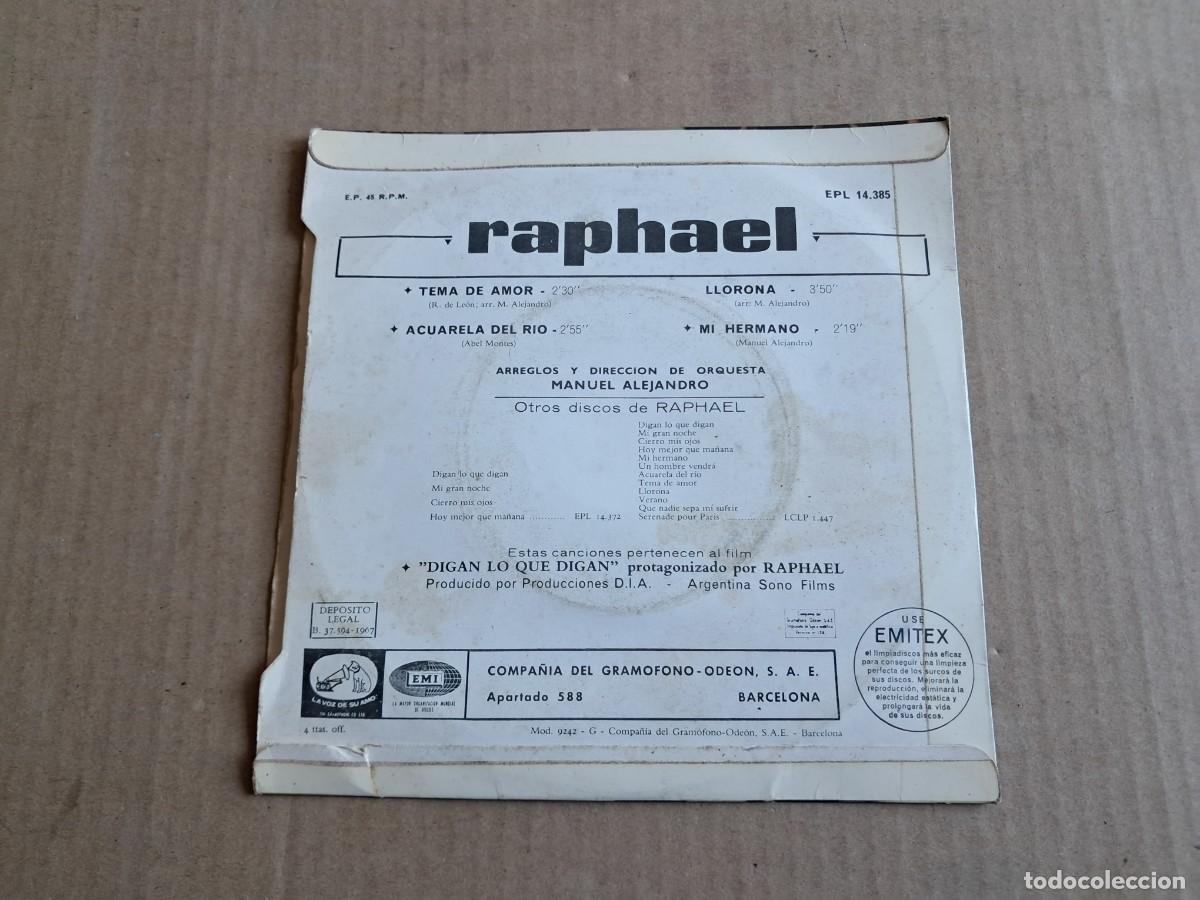 Discos de vinilo: RAPHAEL - TEMA DE AMOR EP 4 TEMAS 1967 - Foto 3